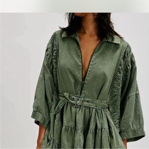 Free People Green Belted Dress